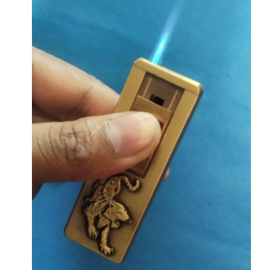 Picture of New Ultra-Thin Long Stripe Jet Torch Lighter Metal Turbo 1300 C Windproof Butane Gas Welding Cigar Portable Lighters