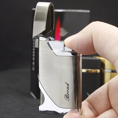 Picture of Small Portable Windproof Visible Gas Window Metal Electroplating Wire Drawing Straight Into The Red Flame Gas Lighter