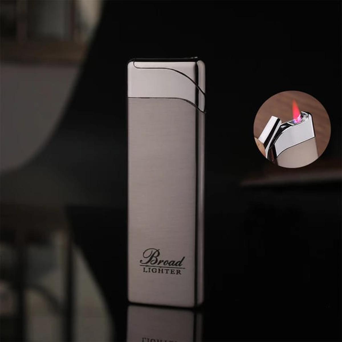 Picture of Windproof Ultrathin Metal Lighter Torch Turbo 1300 C Long Stripe Outdoor Jet Straight Fire Gas Butane Welding Cigaretes Lighter