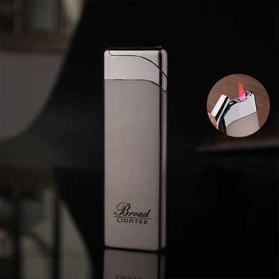 Picture of Windproof Ultrathin Metal Lighter Torch Turbo 1300 C Long Stripe Outdoor Jet Straight Fire Gas Butane Welding Cigaretes Lighter