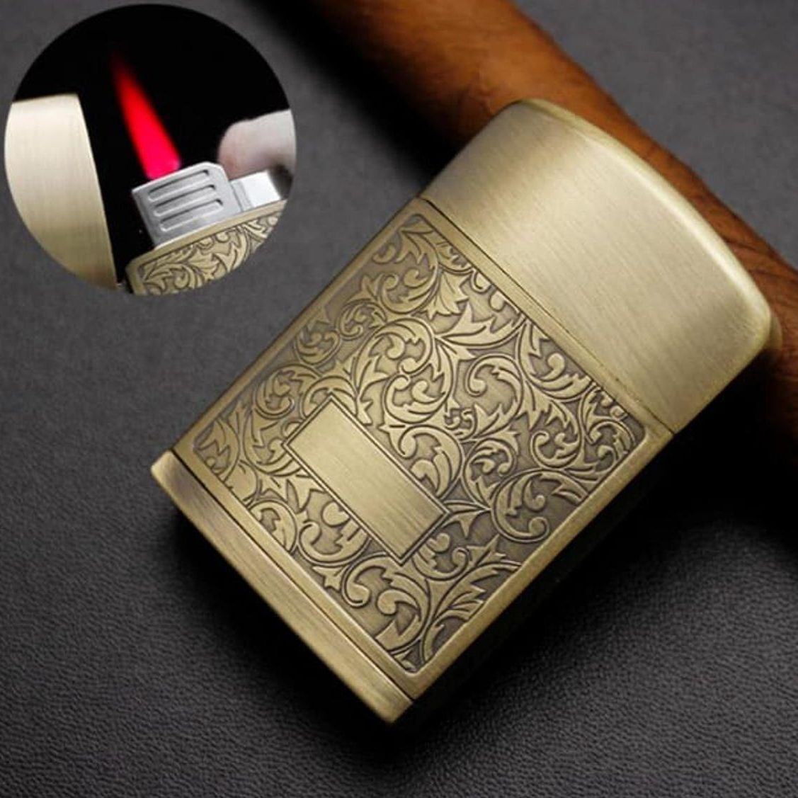 Picture of Metal Lighter Windproof Red Flame Lights  Vintage Classic Gas Lighters Top Grade Gifts