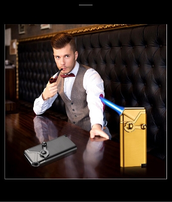 Picture of Flint Gas Lighter Retro Jet Torch Turbo Lighter Metal Lighter