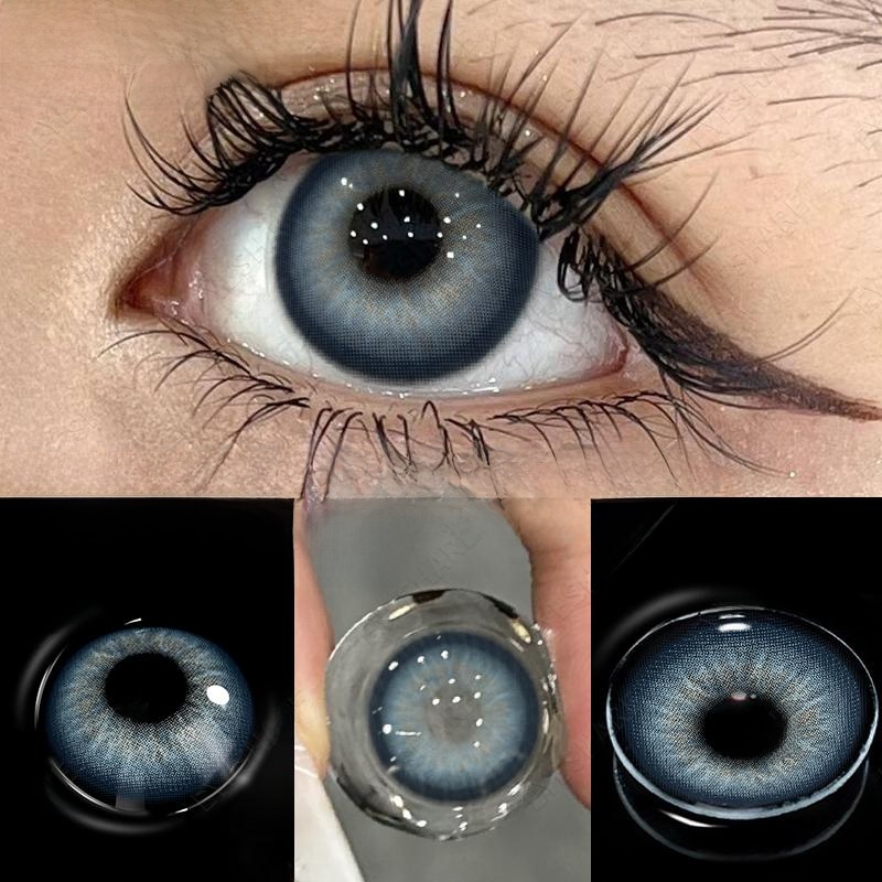 Picture of New Asura Blue Color Contact Lens with Lens Kit Box For Men & Women.1pair Asura Color contact lens For Eye makeup and Cosmetics. Asura Series Contact Lens. #Asura