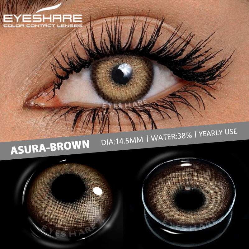Picture of New Asura Brown Color Contact Lens with Lens Kit Box For Men & Women.1pair Asura Color contact lens For Eye makeup and Cosmetics. Asura Series Contact Lens. #Asura