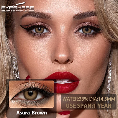 Picture of New Eyeshare Asura Brown Color Contact Lens with Lens Kit Box For Men & Women.1pair Asura Color contact lens For Eye makeup and Cosmetics. Eyeshare Asura Series Contact Lens. #Asura