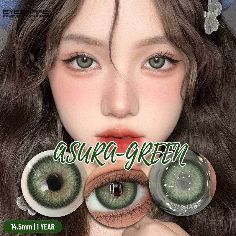 Picture of New Asura Green Color Contact Lens with Lens Kit Box For Men & Women.1pair Asura Color contact lens For Eye makeup and Cosmetics. Asura Series Contact Lens. #Asura