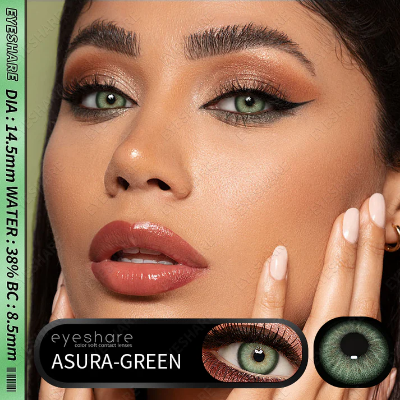 Picture of New Asura Green Color Contact Lens with Lens Kit Box For Men & Women.1pair Asura Color contact lens For Eye makeup and Cosmetics. Asura Series Contact Lens. #Asura