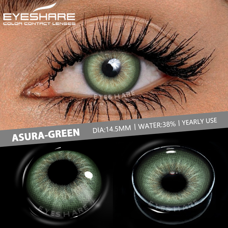 Picture of New Eyeshare Asura Green Color Contact Lens with Lens Kit Box For Men & Women.1pair Asura Color contact lens For Eye makeup and Cosmetics. Eyeshare Asura Series Contact Lens. #Asura