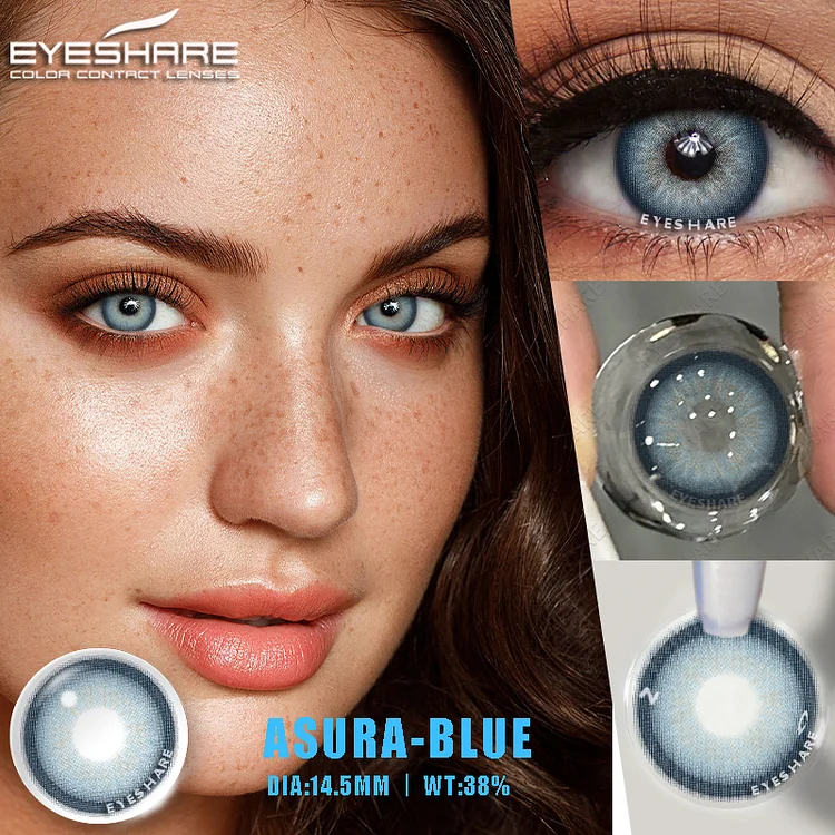 Picture of New Ksseye Asura Blue Color Contact Lens with Lens Kit Box For Men & Women.1pair Ksseye Asura Color contact lens For Eye makeup and Cosmetics. Ksseye Asura Series Contact Lens. #Asura