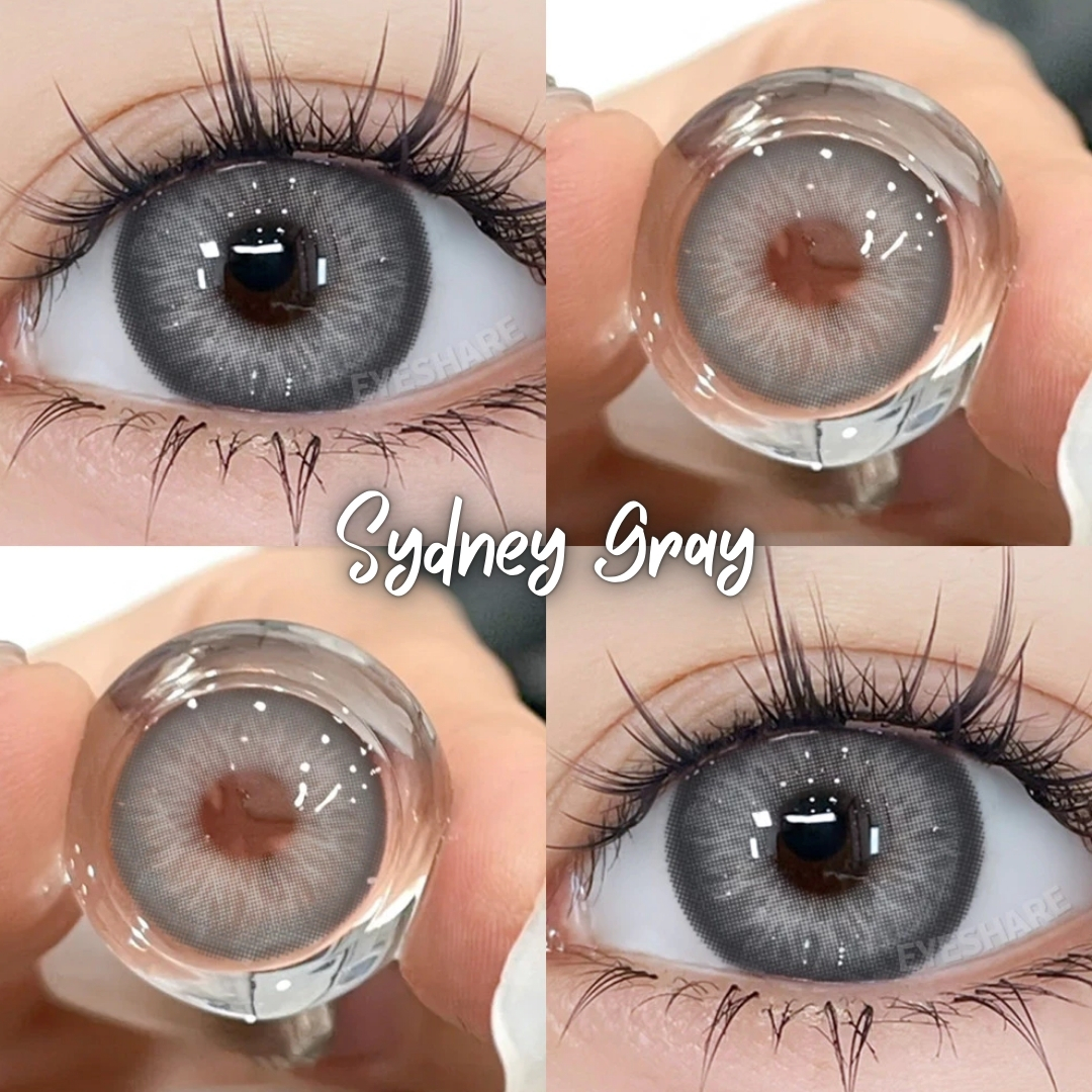 Picture of New Eyeshare Sydney Gray Color contact lens with regular kit box for men & women. 1 pair Eyeshare Color contact lens for eye makeup and Cosmetics. Eyeshare Sydney Series. #sydney