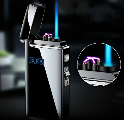Picture of Windproof Arc Lighter Jet Torch Turbo Butane Gas Lighter Power Display USB Electronic Flameless Lighter Gadgets For Men