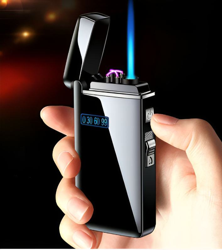 Picture of Windproof Arc Lighter Jet Torch Turbo Butane Gas Lighter Power Display USB Electronic Flameless Lighter Gadgets For Men