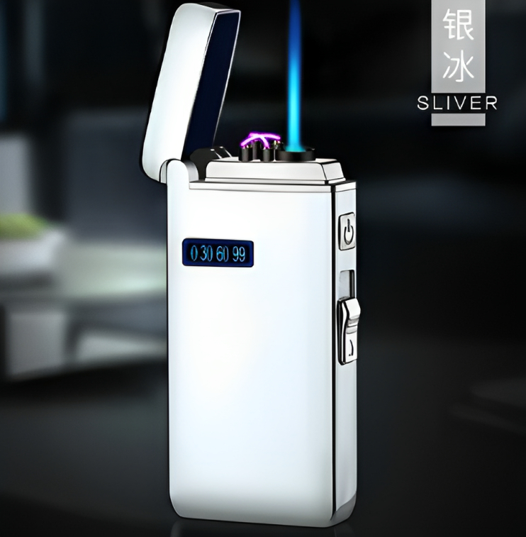 Picture of Windproof Arc Lighter Jet Torch Turbo Butane Gas Lighter Power Display USB Electronic Flameless Lighter Gadgets For Men