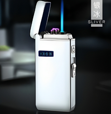 Picture of Windproof Arc Lighter Jet Torch Turbo Butane Gas Lighter Power Display USB Electronic Flameless Lighter Gadgets For Men