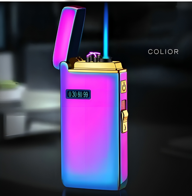 Picture of Windproof Arc Lighter Jet Torch Turbo Butane Gas Lighter Power Display USB Electronic Flameless Lighter Gadgets For Men
