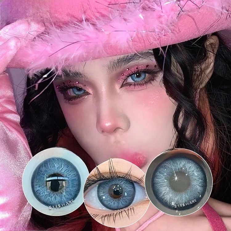 Picture of New Eyeshare Norway Blue Color contact lens with regular kit box for men & women. 1 pair Eyeshare Color contact lens for eye makeup and Cosmetics. Eyeshare Norway Series. #Norway