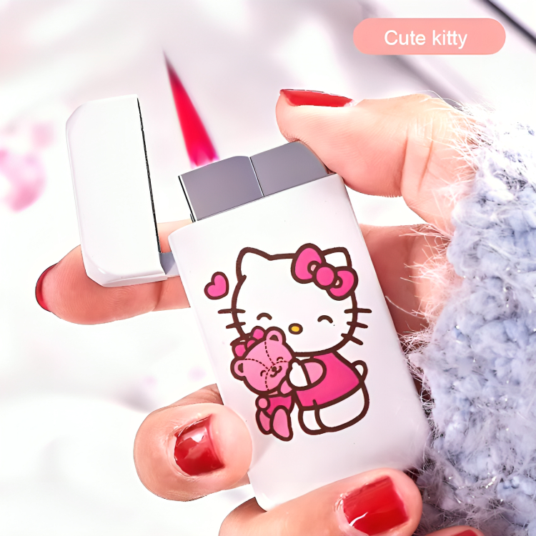 Picture of Creative Hot Selling Pink Cat Lighter Windproof Red Flame Portable Mini Ultra-thin Cigarete Lighter Cute Girl Gift