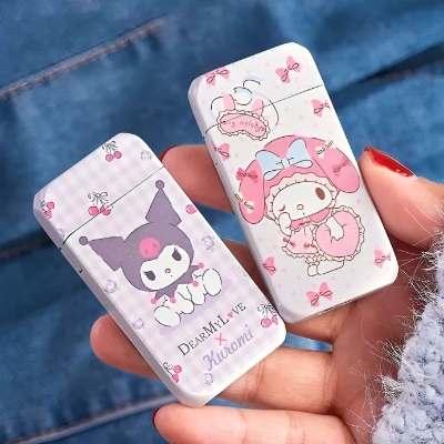 Picture of Creative Hot Selling Pink Cat Lighter Windproof Red Flame Portable Mini Ultra-thin Cigarete Lighter Cute Girl Gift