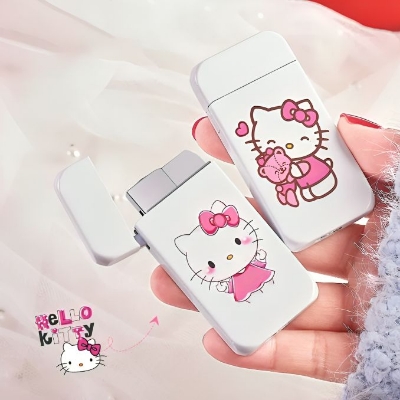 Picture of Creative Hot Selling Pink Cat Lighter Windproof Red Flame Portable Mini Ultra-thin Cigarete Lighter Cute Girl Gift