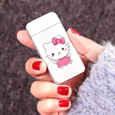 Picture of Creative Hot Selling Pink Cat Lighter Windproof Red Flame Portable Mini Ultra-thin Cigarete Lighter Cute Girl Gift