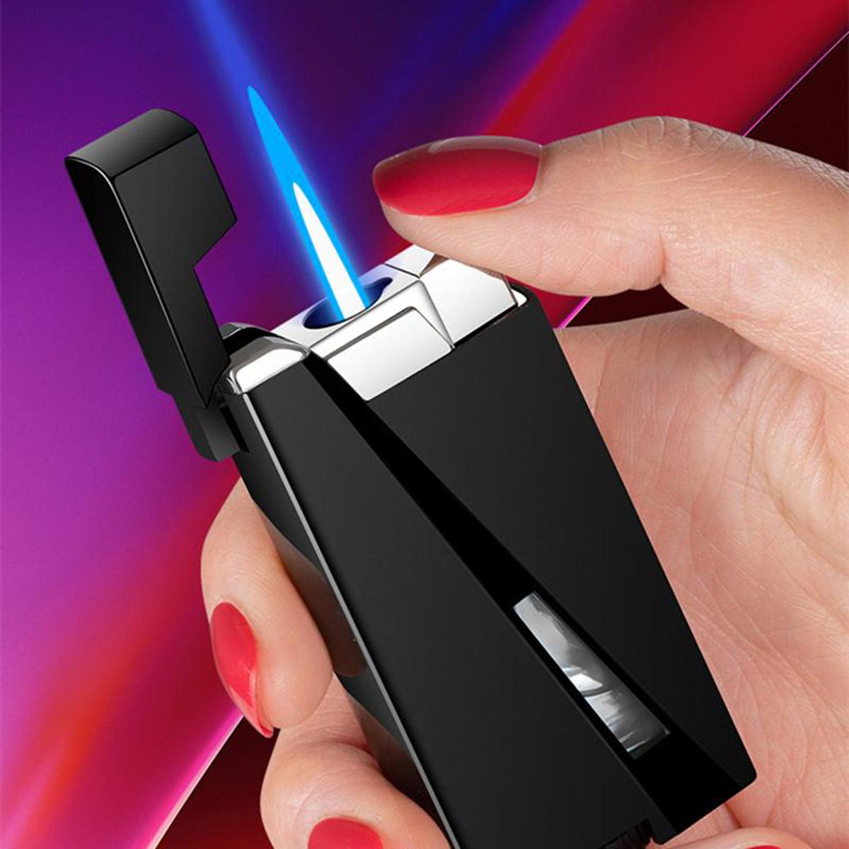 Picture of 2022 New Windproof Torch Gas Metal Lighters Refill Blue Flame Cigarete Butane Lighters Jet Household Lighter Inflated Bar Gadgets Gift