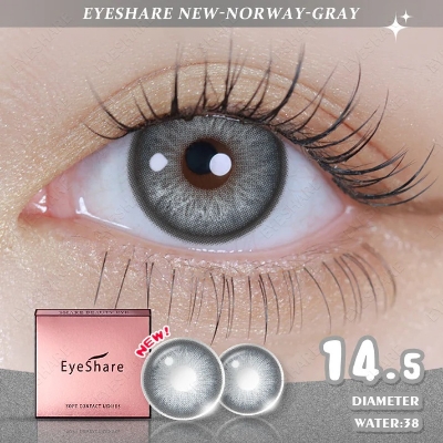 Picture of New Eyeshare Norway Gray Color contact lens with regular kit box for men & women. 1 pair Eyeshare Color contact lens for eye makeup and Cosmetics. Eyeshare Norway Series. #Norway