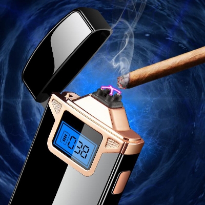 Picture of Dual Arc Electric Lighter LED Display Plasma Windproof USB Rechargeable Lighters 2022