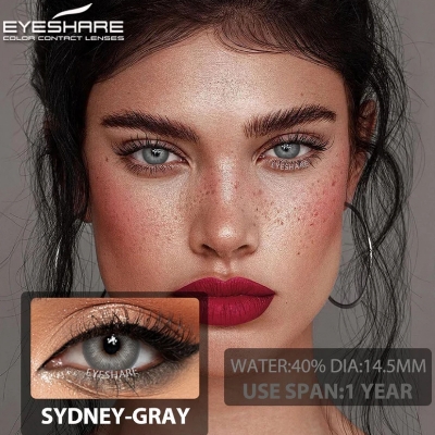 Picture of New Eyeshare Sydney Gray Color contact lens with regular kit box for men & women. 1 pair Eyeshare Color contact lens for eye makeup and Cosmetics. Eyeshare Sydney Series. #sydney