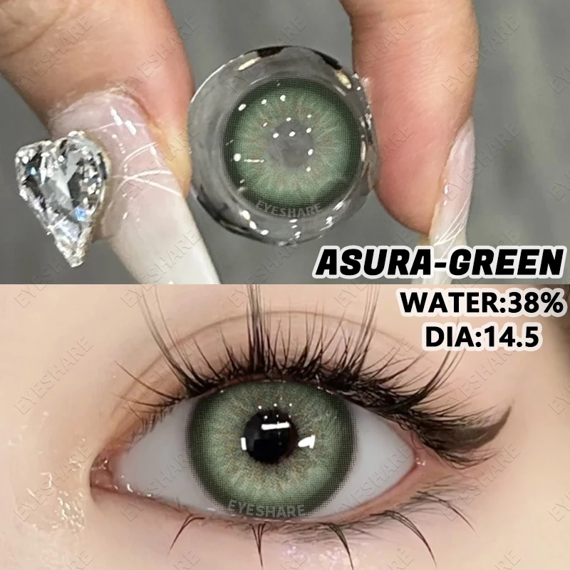 Picture of New Asura Green Color Contact Lens with Lens Kit Box For Men & Women.1pair Asura Color contact lens For Eye makeup and Cosmetics. Asura Series Contact Lens. #Asura