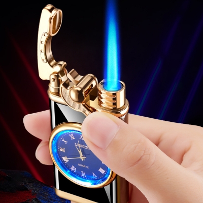 Picture of New Rocker Arm Automatic Ignition Lighter To Blue Flame Lighter Creative  Watch Real Dial  Lighter Men's Gift