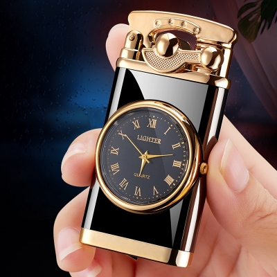 Picture of New Rocker Arm Automatic Ignition Lighter To Blue Flame Lighter Creative  Watch Real Dial  Lighter Men's Gift