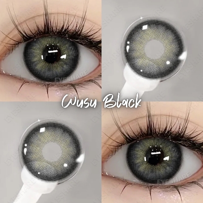 Picture of New Eyeshare Wusu Black Color contact lens with regular kit box for men & women. 1 pair Eyeshare Color contact lens for eye makeup and Cosmetics. Eyeshare Wusu Series. #wusu