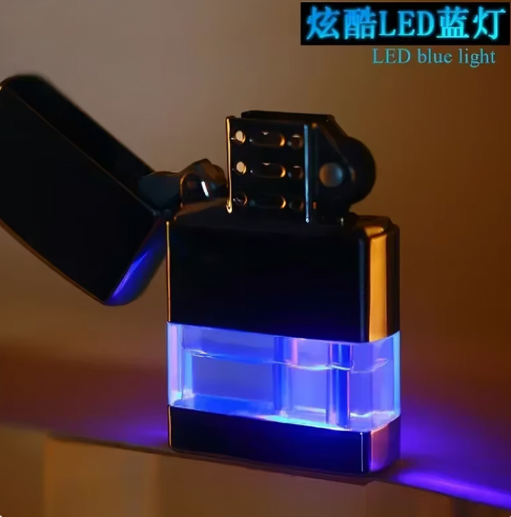 Picture of See-through Transom Grinding Wheel Open Flame Gas Lighter Gift Lighter