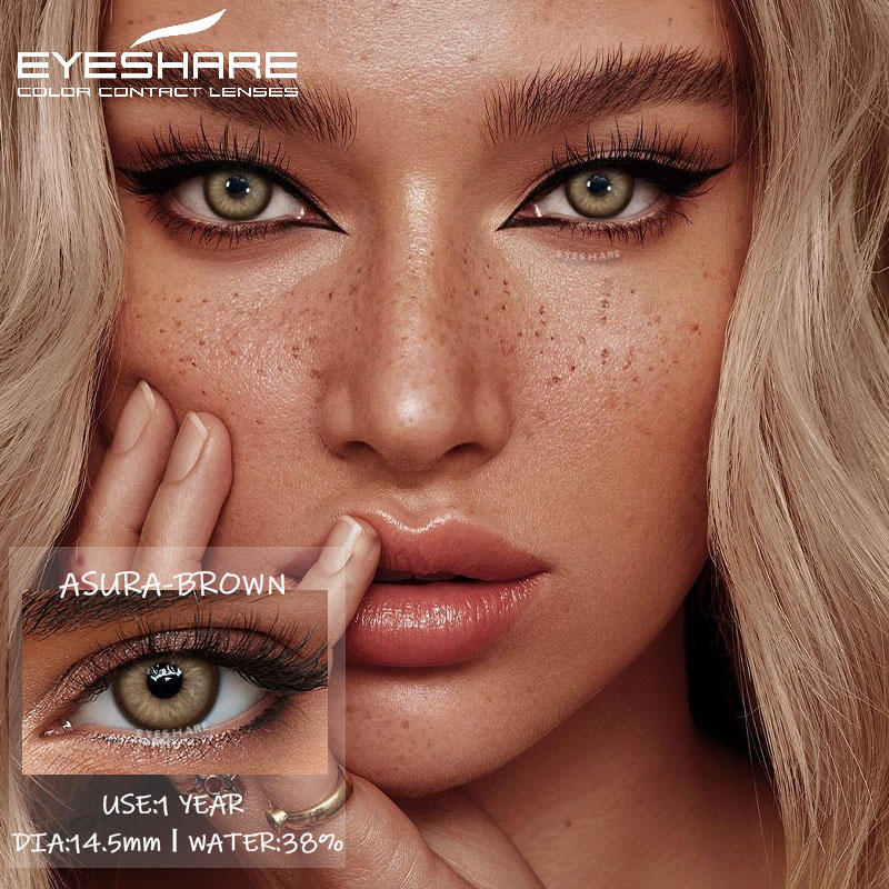 Picture of New Asura Brown Color Contact Lens with Lens Kit Box For Men & Women.1pair Asura Color contact lens For Eye makeup and Cosmetics. Asura Series Contact Lens. #Asura