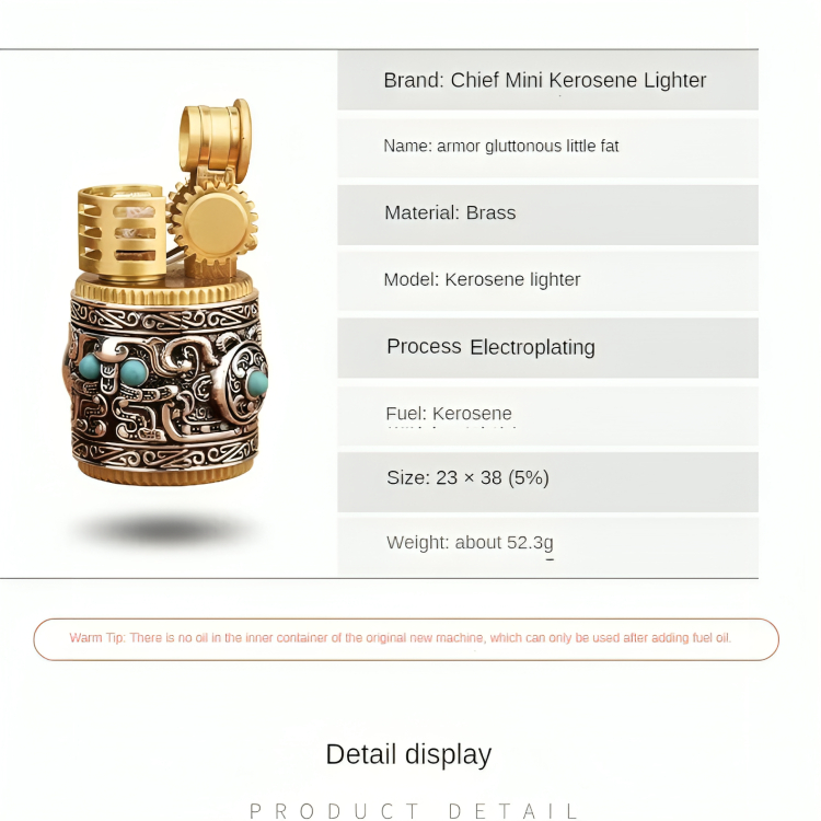 Picture of Chief Kerosene Lighter Armor New Mini Compact Portable Retro Creative Old Silver Flint Wheel Ignite Men Gift Oil Machine