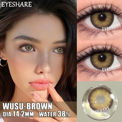 Picture of New Wusu Brown Color contact lens with regular kit box for men & women. 1 pair Eyeshare Color contact lens for eye makeup and Cosmetics. Wusu Series Color Contact Lens. #Wusu