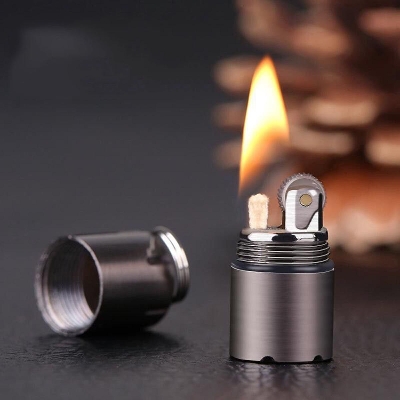 Picture of Creative Mini Capsule Gasoline Waterproof Small Kerosene Lighter Pocket Portable Metal Men's Keychain Pendant Outdoor Tool