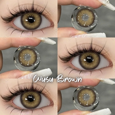 Picture of New Wusu Brown Color contact lens with regular kit box for men & women. 1 pair Eyeshare Color contact lens for eye makeup and Cosmetics. Wusu Series Color Contact Lens. #Wusu