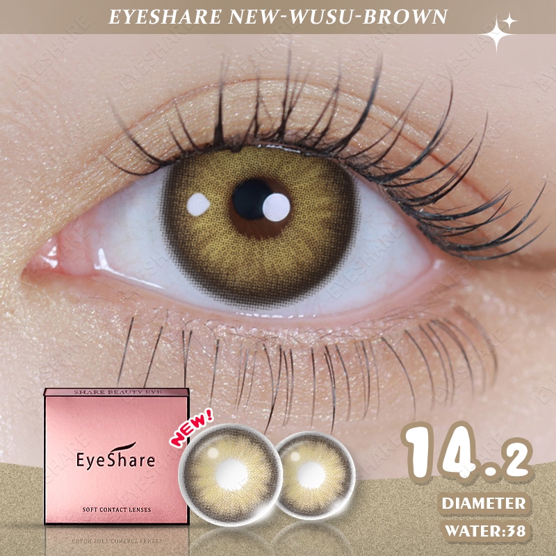 Picture of New Ksseye Wusu Brown Color contact lens with regular kit box for men & women. 1 pair Eyeshare Color contact lens for eye makeup and Cosmetics. Ksseye Wusu Series. #Wusu