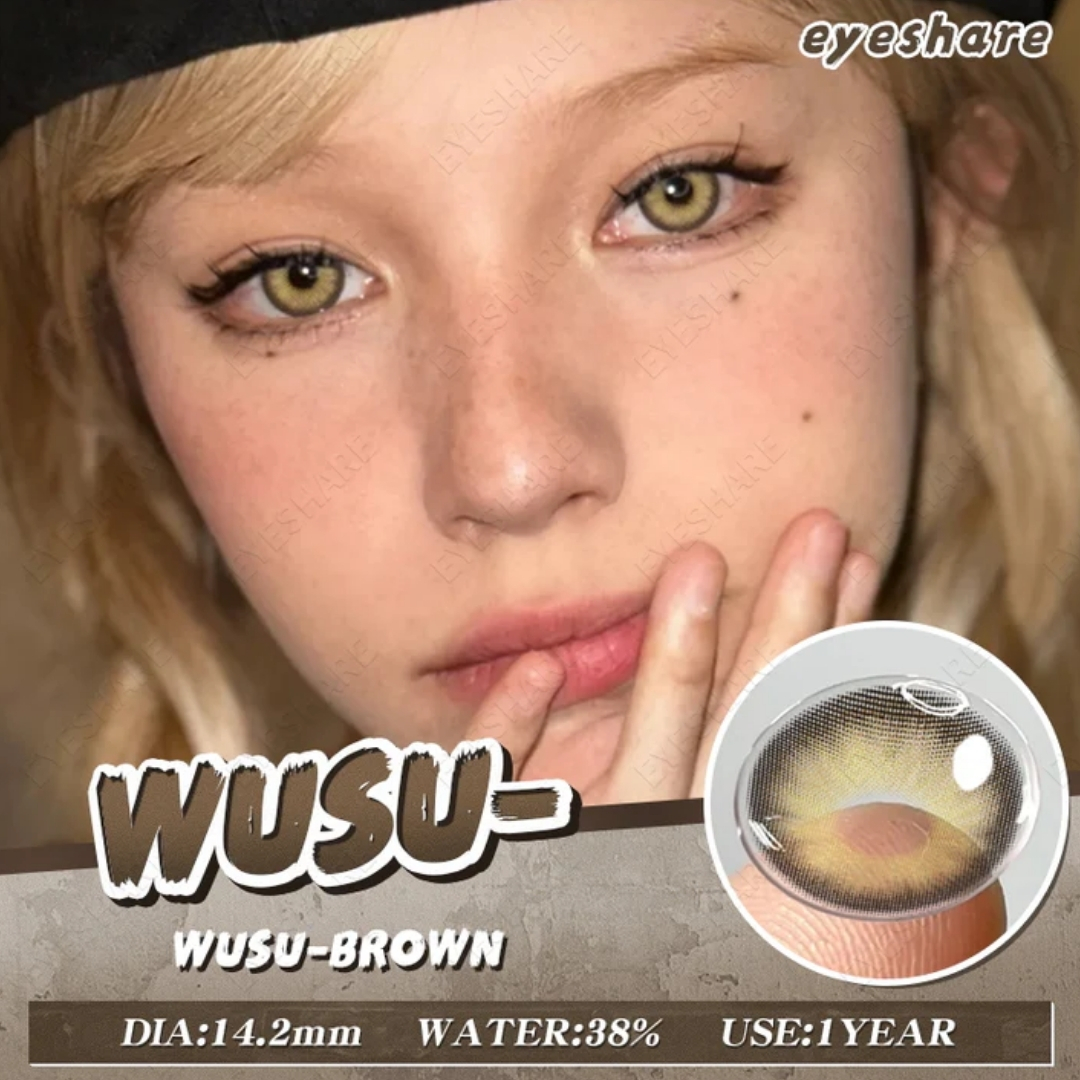 Picture of New Ksseye Wusu Brown Color contact lens with regular kit box for men & women. 1 pair Eyeshare Color contact lens for eye makeup and Cosmetics. Ksseye Wusu Series. #Wusu