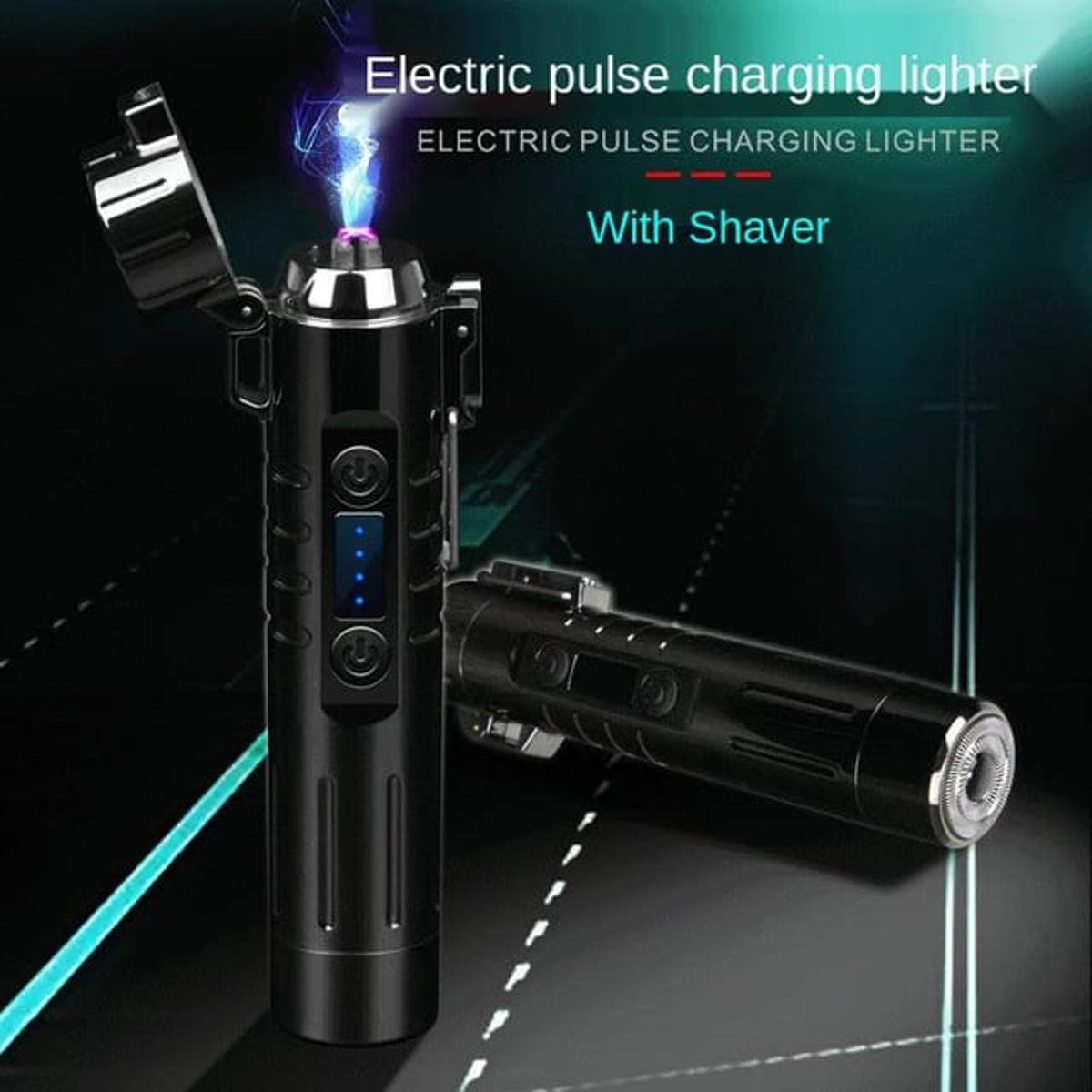 Picture of Combination of Mini Shaver and Double Arc Lighter - Clean Beard Plus Lighter USB Charging Shaver + Lighter Dual-Use Tool