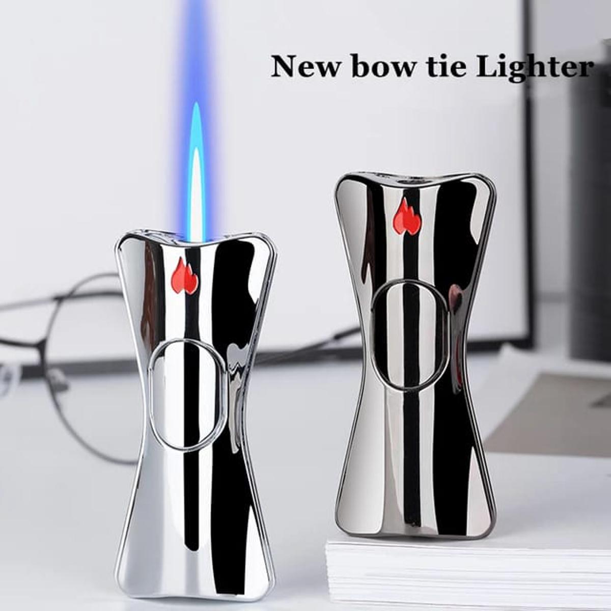 Picture of New Windproof Bow Torch Lighter Metal Gas Butane Refill Jet Lighter Gift