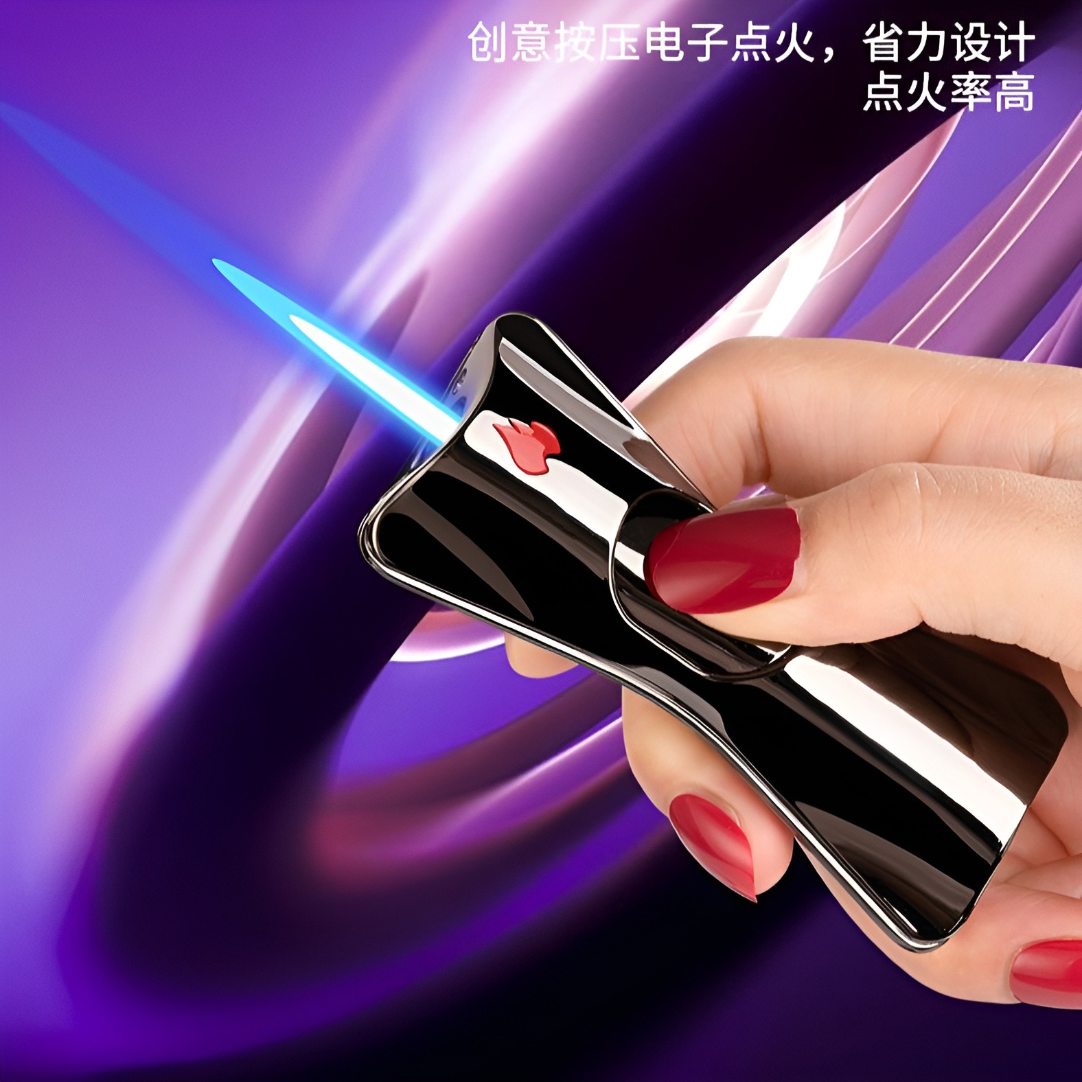 Picture of New Windproof Bow Torch Lighter Metal Gas Butane Refill Jet Lighter Gift