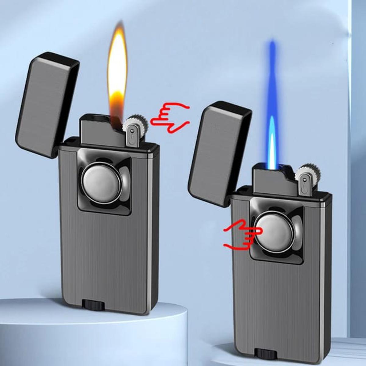 Picture of Double Fire Lighter Two Way Metal Jet And Normal Switch Flame Torch Cigar Lighter