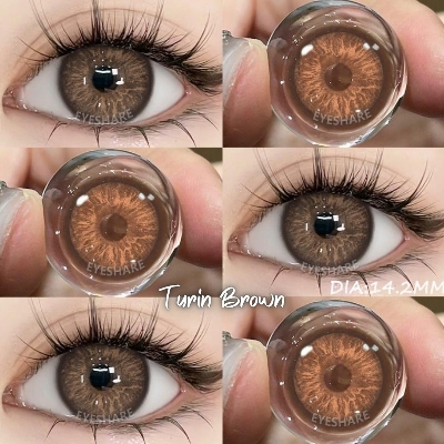 Picture of New Eyeshare Turin Brown Color contact lens with regular kit box for men & women. 1 pair Eyeshare Color contact lens for eye makeup and Cosmetics. Eyeshare Turin Series. #Turin