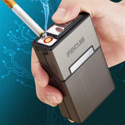 Picture of USB Rechargeable lighter Ci garette Box Metal Windproof 20 Ci garete Box Portable Storage