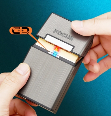 Picture of USB Rechargeable lighter Ci garette Box Metal Windproof 20 Ci garete Box Portable Storage