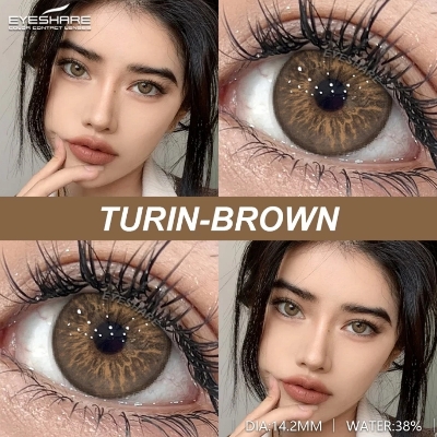 Picture of New Eyeshare Turin Brown Color contact lens with regular kit box for men & women. 1 pair Eyeshare Color contact lens for eye makeup and Cosmetics. Eyeshare Turin Series. #Turin