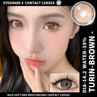 Picture of New Eyeshare Turin Brown Color contact lens with regular kit box for men & women. 1 pair Eyeshare Color contact lens for eye makeup and Cosmetics. Eyeshare Turin Series. #Turin