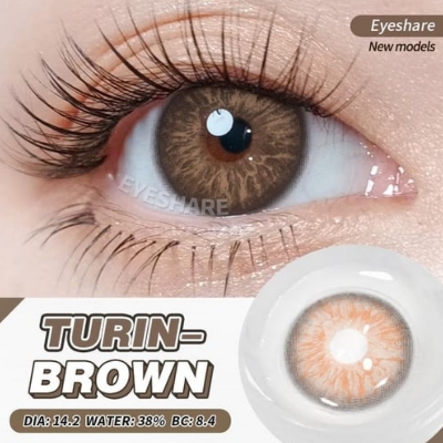 Picture of New Eyeshare Turin Brown Color contact lens with regular kit box for men & women. 1 pair Eyeshare Color contact lens for eye makeup and Cosmetics. Eyeshare Turin Series. #Turin